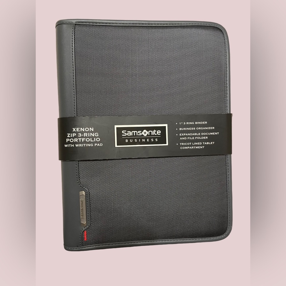 Samsonite Business Xenon Zip 3 Ring Portfolio With Writing Pad Steel Grey